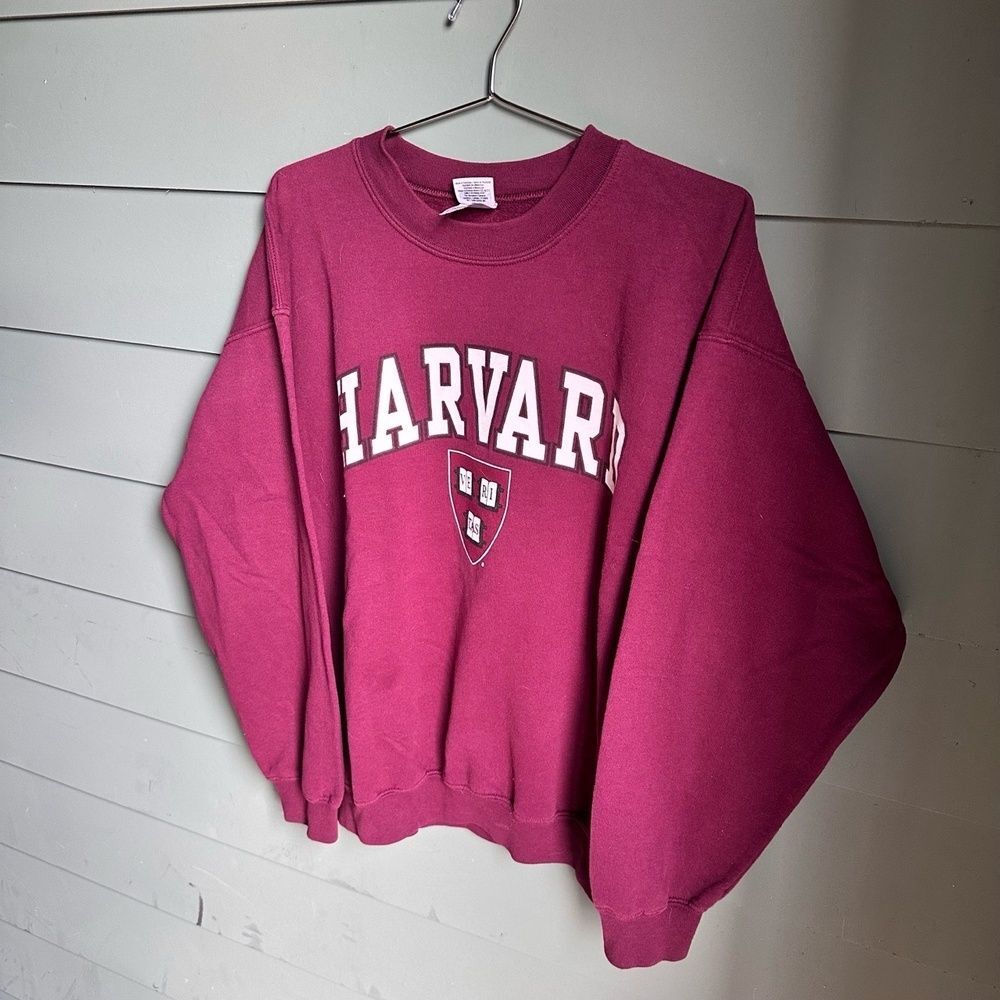 GILDAN Mens XL Maroon Harvard Vintage Crewneck Sweatshirt - Picture 6 of 7